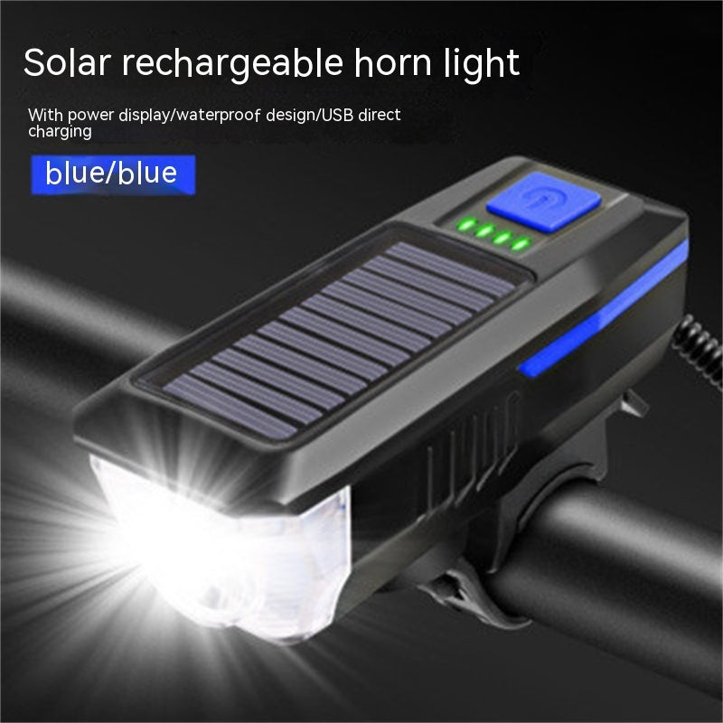 Bicycle Solar Headlight Horn Night Riding USB Charging Headlight