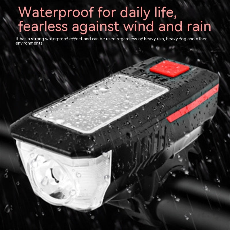 Bicycle Solar Headlight Horn Night Riding USB Charging Headlight