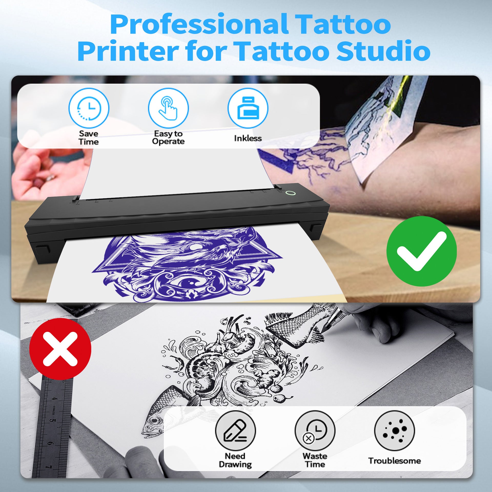 A4 Bluetooth Portable Mini Thermal Tattoo Printer