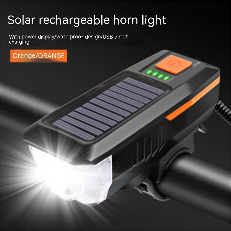 Bicycle Solar Headlight Horn Night Riding USB Charging Headlight