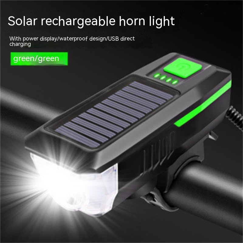 Bicycle Solar Headlight Horn Night Riding USB Charging Headlight